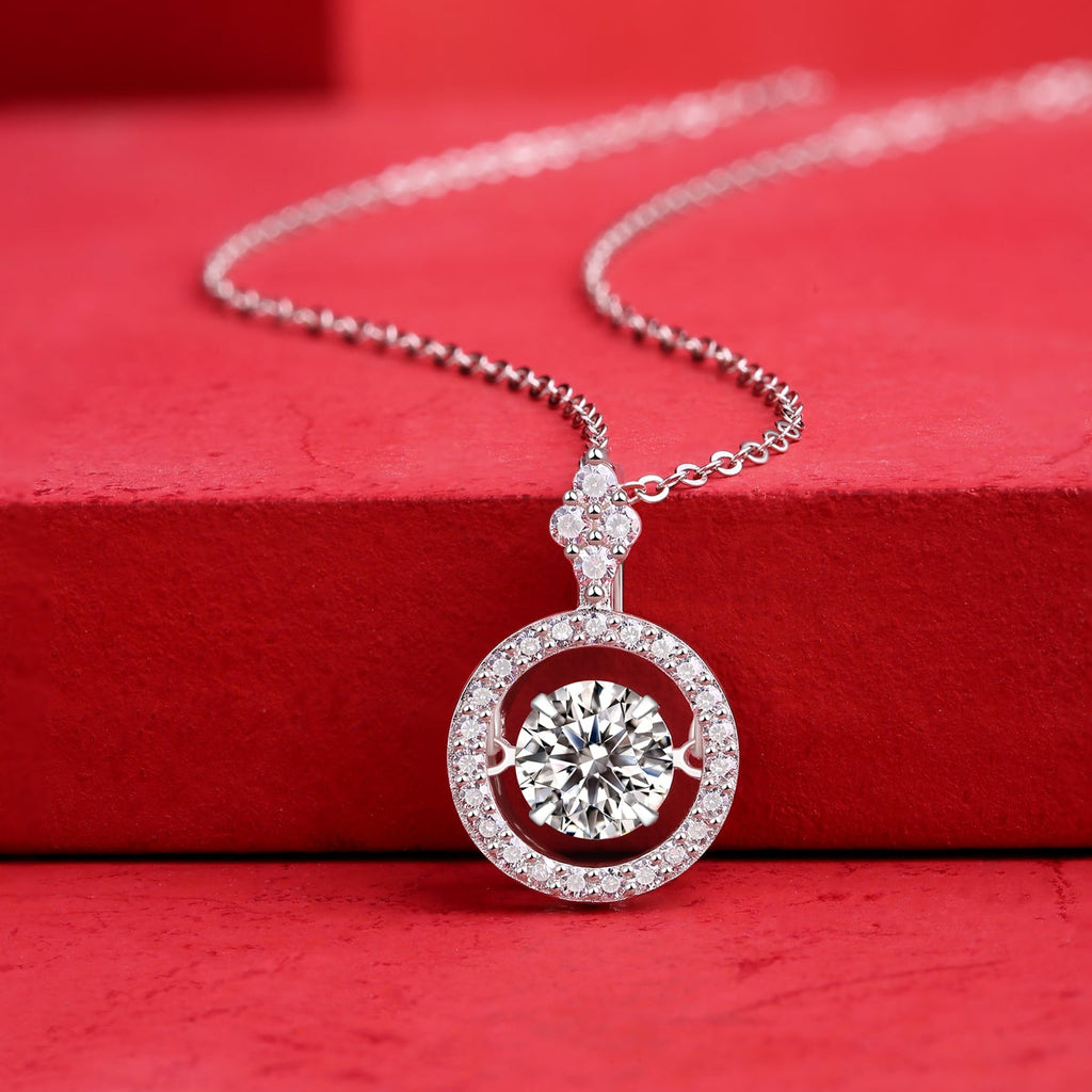 Diamond necklace on a red background