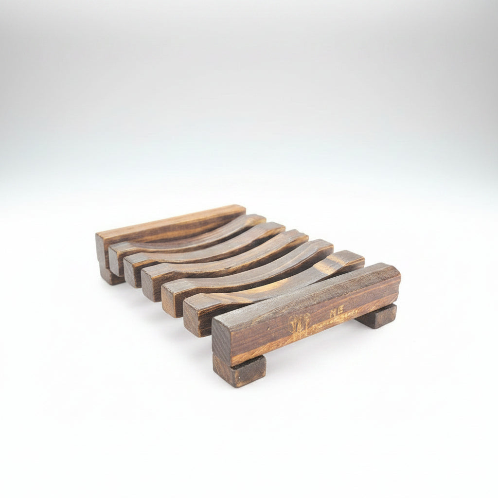 Stack of wooden slabs on a white background