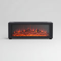 Rectangular black fireplace insert with logs on a white background