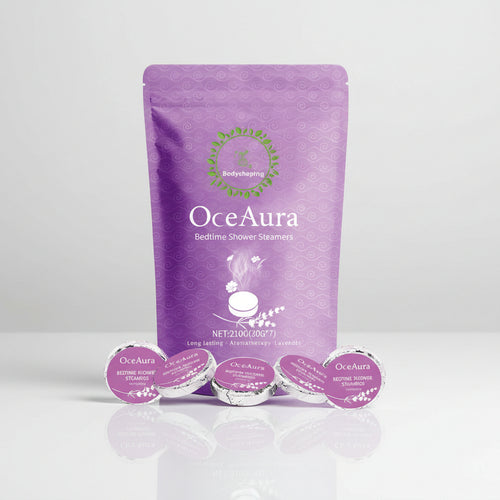 OceAura bedtime shower steamers packaging on a white background