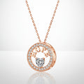 Rose gold necklace with 'HOPE' pendant on a white background